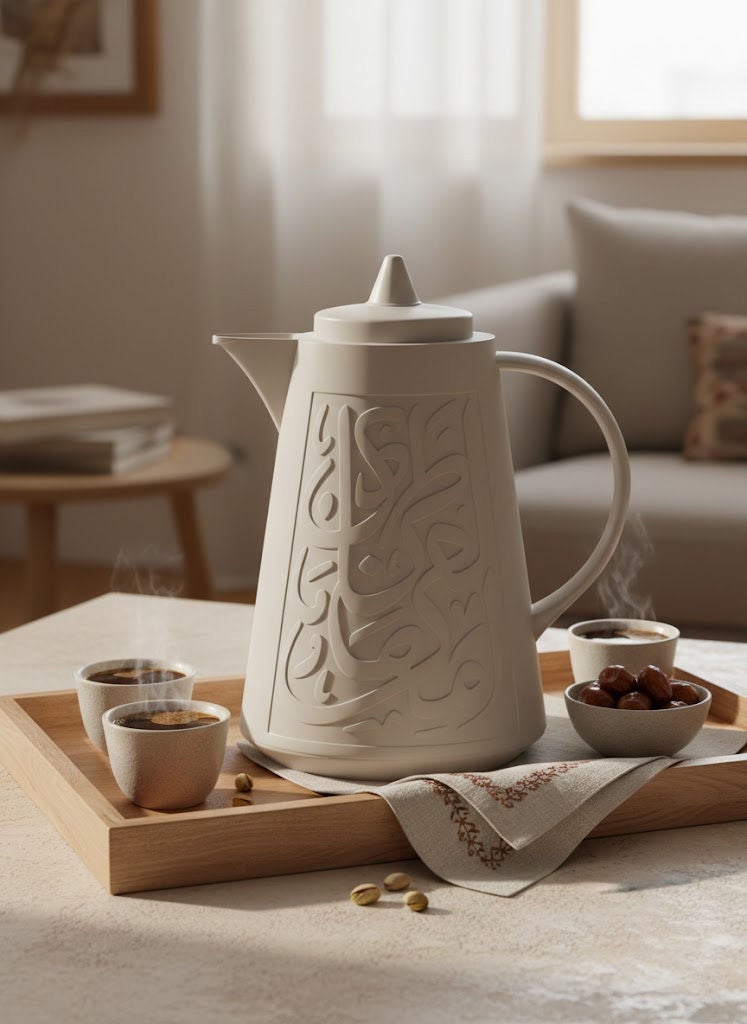 غزال ترمس شاي/قهوة باللون الابیض  سعة 1.0 لتر ببطانة داخلية من زجاج البوروسيليكات - Image 1